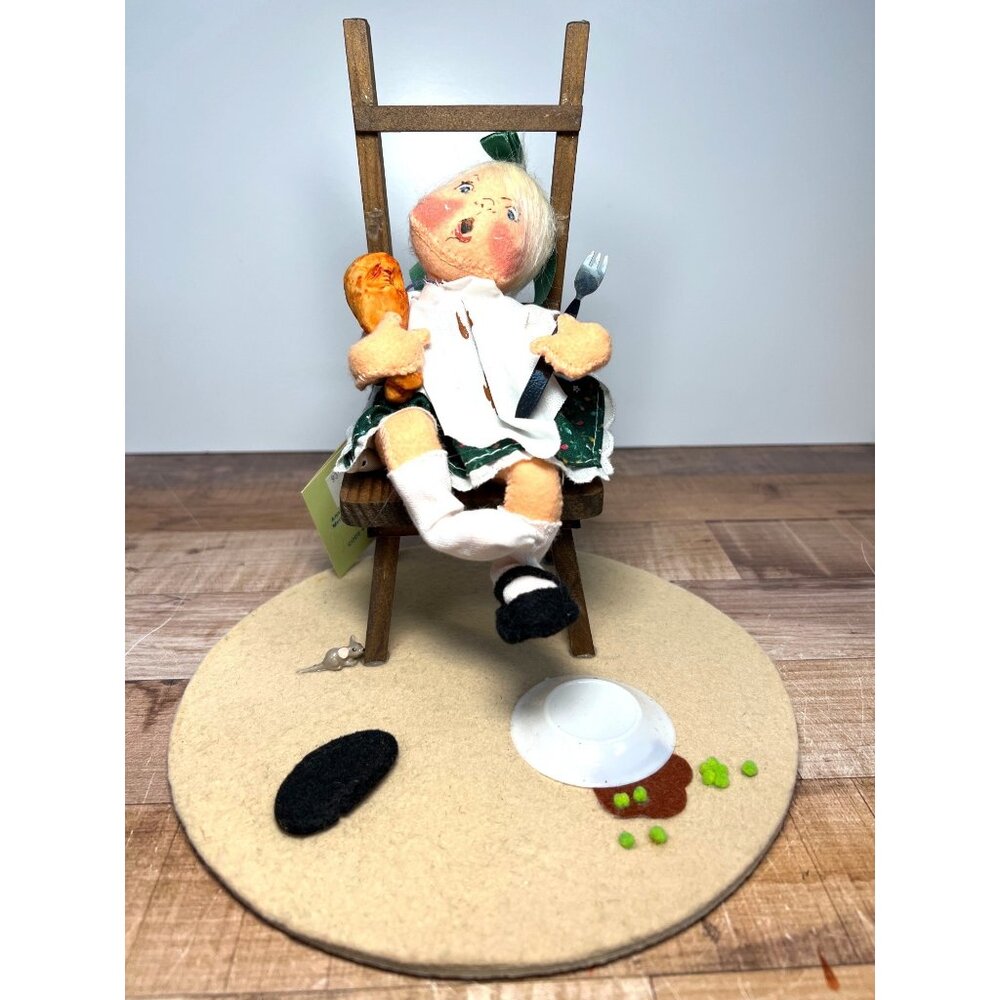 Annalee Handcrafted Wooden Doll Display With Chair & Accessories 3061